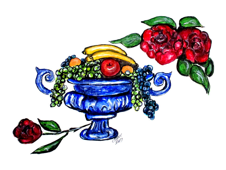 Classic Fruit Bowl Digital Enhanced Painting by Clyde J Kell