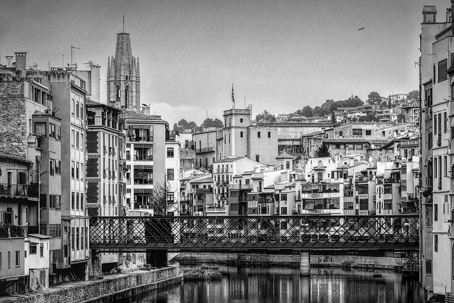 Classic Girona View BW Photograph by Joan Carroll