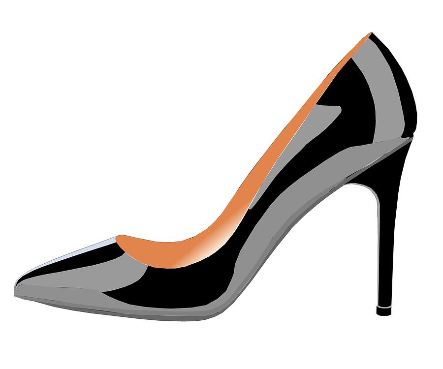 Shoe Digital Art - Classic high heel shoe in black by David Smith
