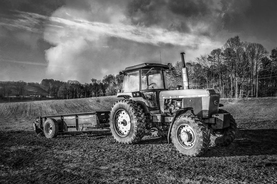 Classic John Deere Tractor in Black and White Photograph by Debra and Dave Vanderlaan