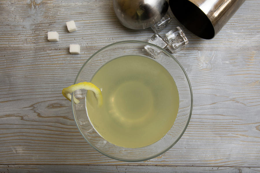 Classic Lemon Drop Martini Cocktail With Shaker Photograph