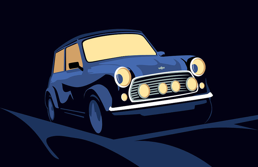 Car Digital Art - Classic Mini Cooper in Blue by Michael Tompsett