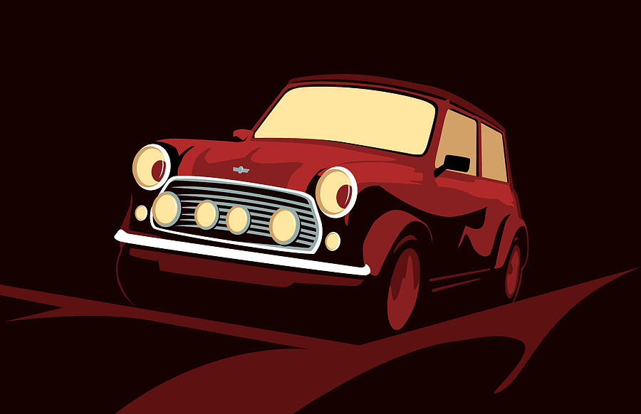 Classic Mini Cooper in Red Digital Art by Michael Tompsett
