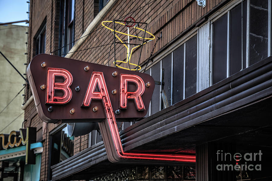 Classic Neon Sign for a Bar Livingston Montana Photograph by Edward Fielding
