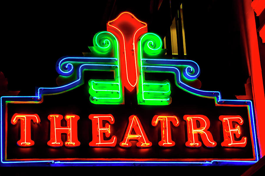 Classic Neon Theatre Sign Photograph by Garry Gay