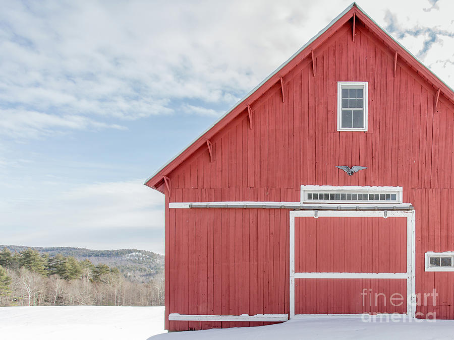 Classic New England Red Barn in Winter Newport New Hampshire Photograph by Edward Fielding