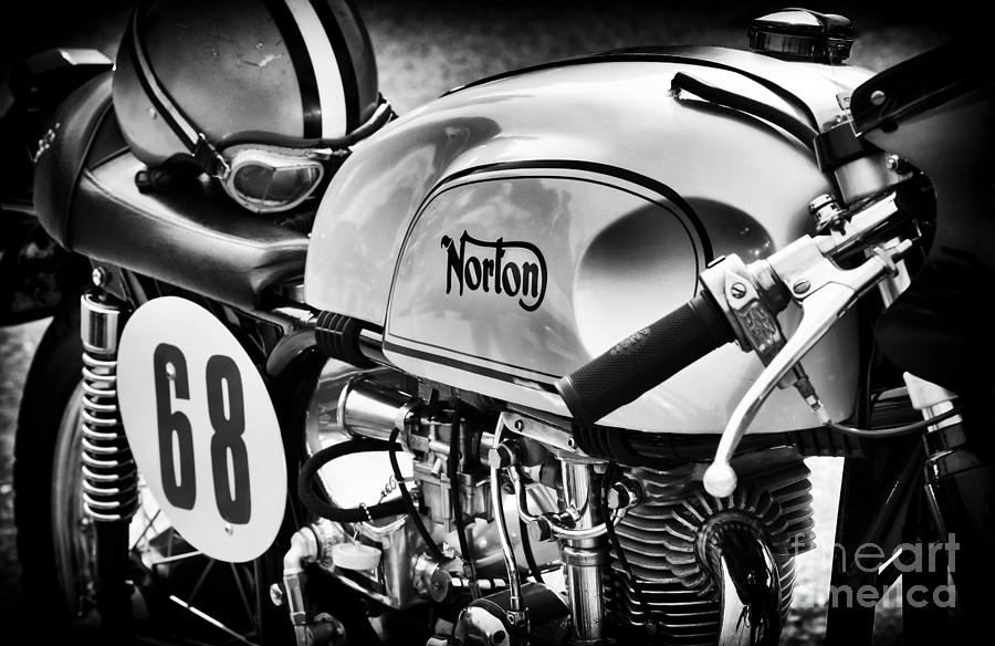 Black And White Photograph - Classic Norton Cafe Racer  by Tim Gainey