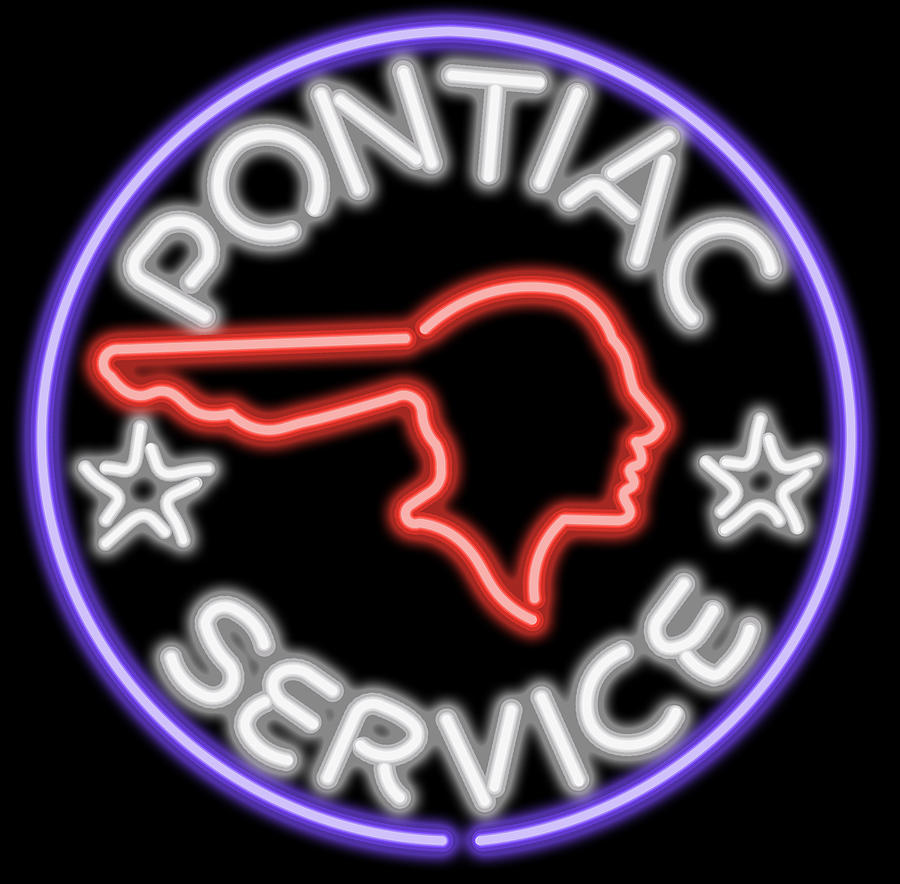 Classic Pontiac Neon Sign Digital Art by Ricky Barnard