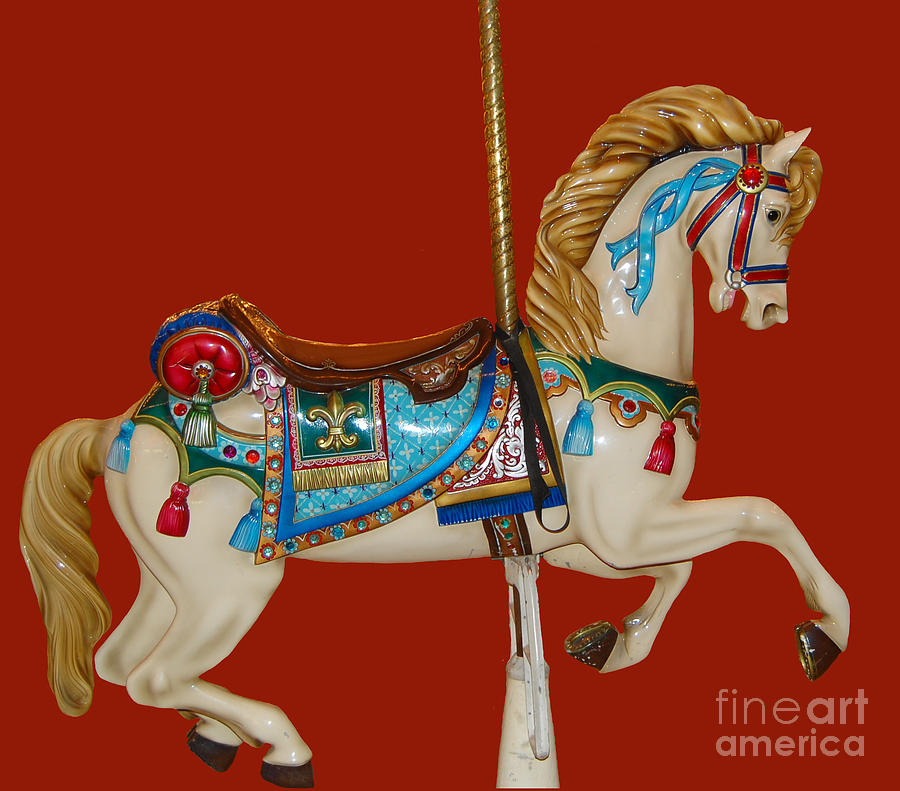 Classic Red Carousel Horse Digital Art by Patty Vicknair