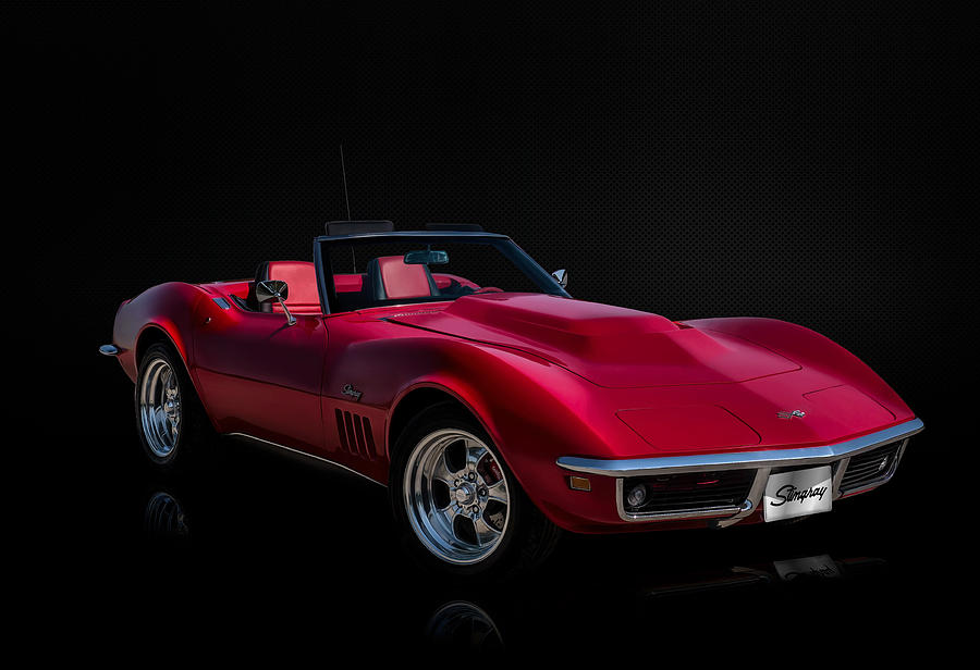 Vintage Digital Art - Classic Red Corvette by Douglas Pittman