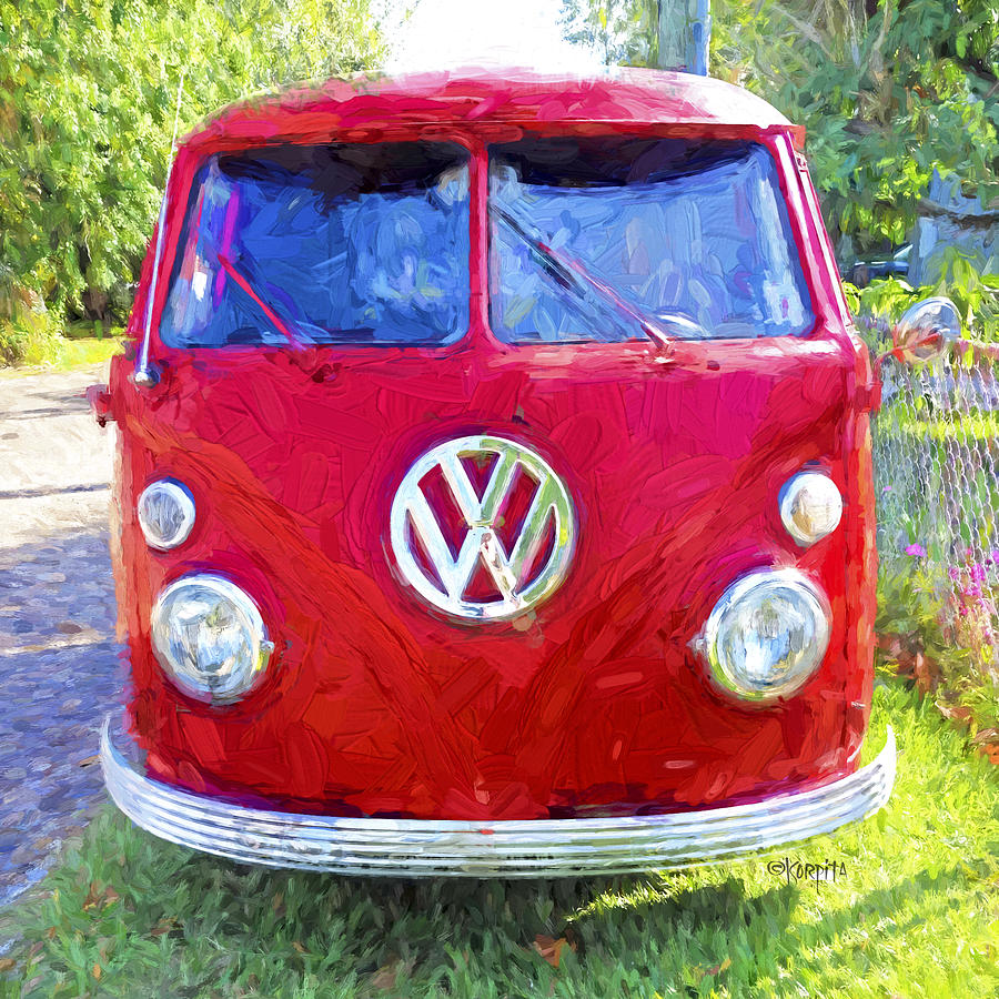 Classic Red VW Bus Van  Photograph by Rebecca Korpita