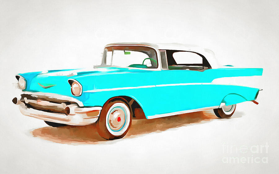 Vintage Painting - Classic Vintage Two Tone Sedan Automobile by Edward Fielding