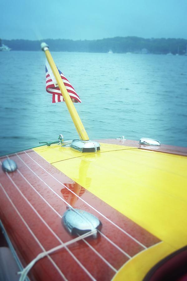 Classic Wooden Boat Stern with Flag 2.0 Photograph by Michelle Calkins
