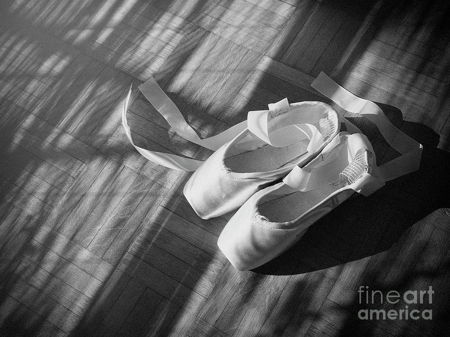 Classical Ballet Slippers - Bw Photograph
