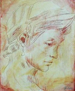 Conte Painting - Classical Portrait Inspired By Michelangelo by Judy Loper Conte Painting - Classical Portrait Inspired By Michelangelo by Judy Loper