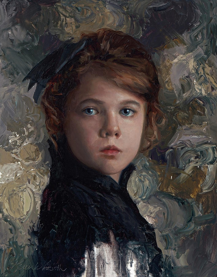Classical Portrait of Young Girl in Victorian Dress Painting by K Whitworth