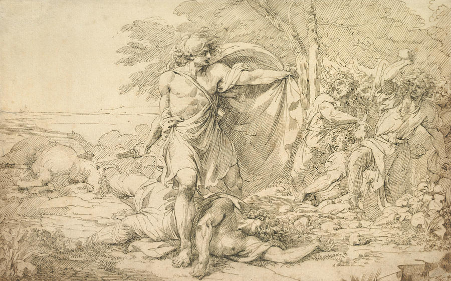 Classical Subject - Possibly the Aftermath of a Battle Drawing by John Hamilton Mortimer