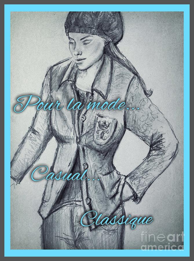 Classique Casual Trouser Suit 2 Drawing by Joan-Violet Stretch
