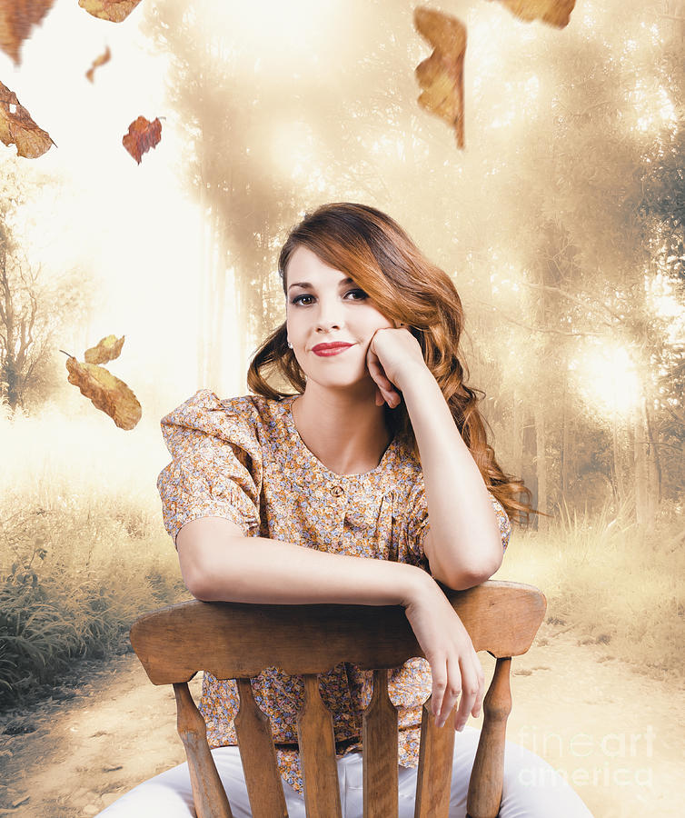 Nature Photograph - Classy girl enjoying the fall of autumn by Jorgo Photography