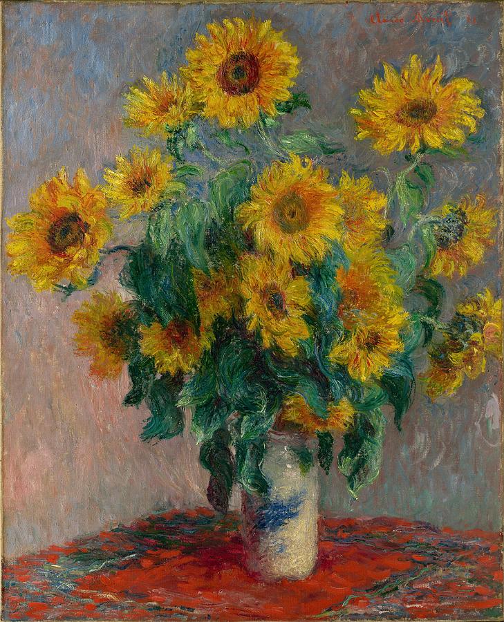 Claude Monet - Bouquet of Sunflowers - 1881.. Painting by Celestial Images