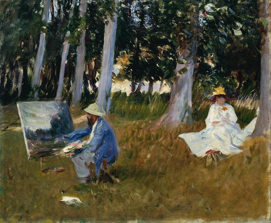 Artist Painting - Claude Monet Painting by the Edge of a Wood by John Singer