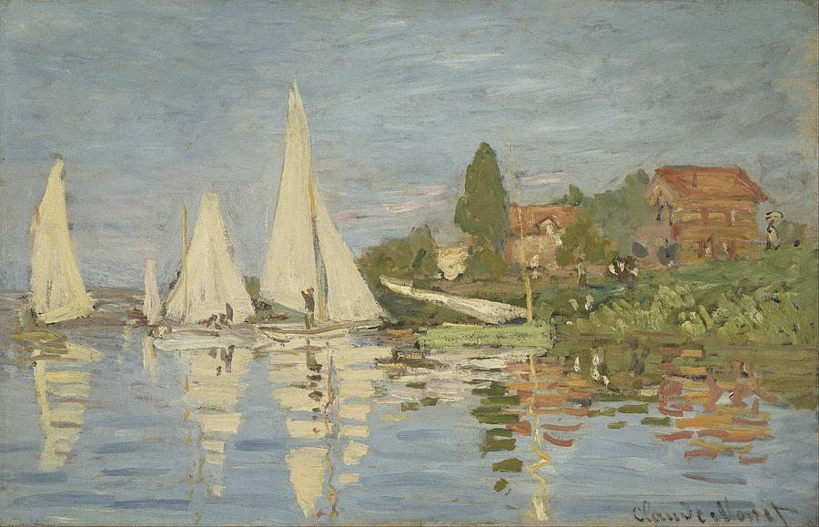 Claude Monet - Regattas at Argenteuil Painting by Celestial Images