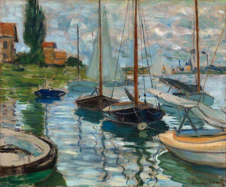 Claude Monet Sailboats On The Seine At Petit -gennevilliers Painting