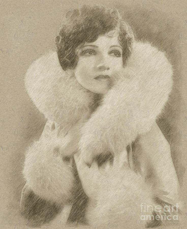 Claudette Colbert Vintage Hollywood Actress Drawing