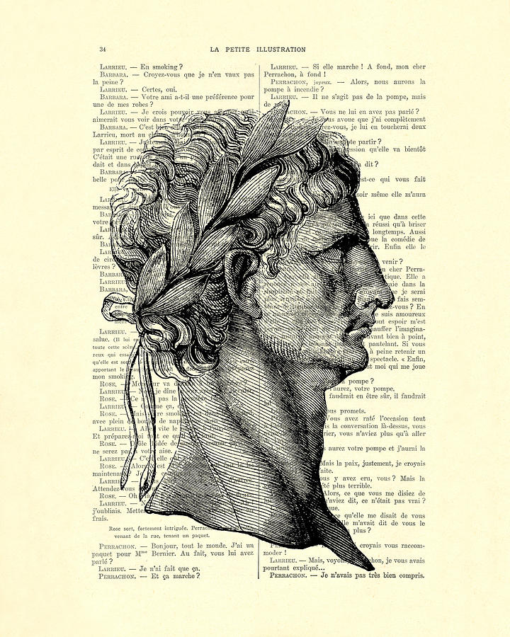 Greek Digital Art - Claudius Caesar Black And White Portrait by Madame Memento