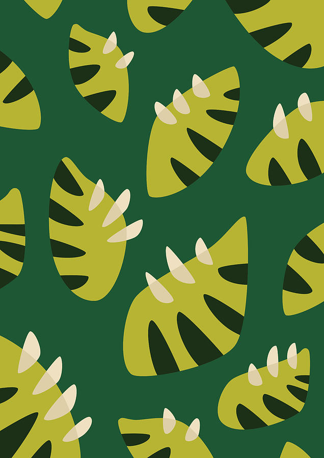 Clawed Abstract Green Leaf Pattern Digital Art by Boriana Giormova