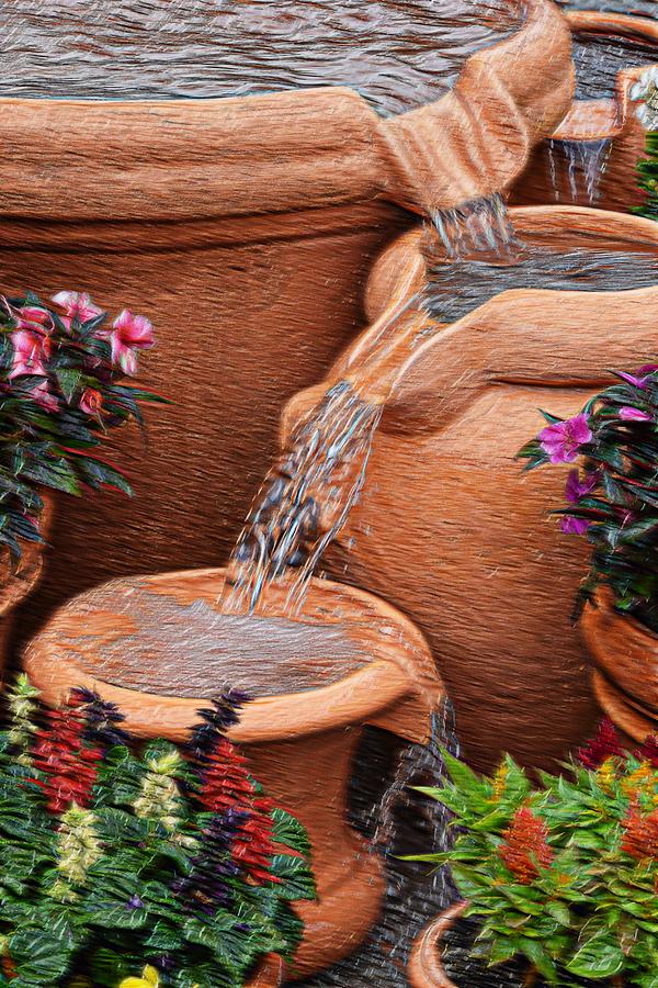Clay Pot Fountain Photograph by Sheri McLeroy