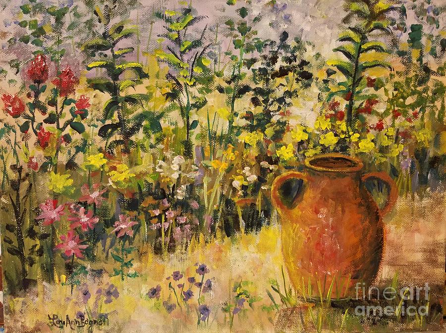 Clay Pot in the Garden Painting by Lou Ann Bagnall