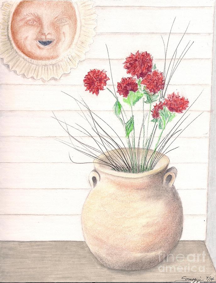 Clay Pot Drawing by Jayne Somogy
