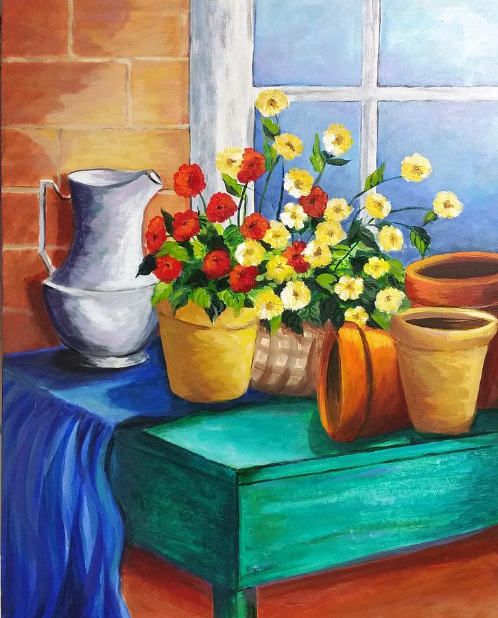 Clay pots Painting by Rosie Sherman