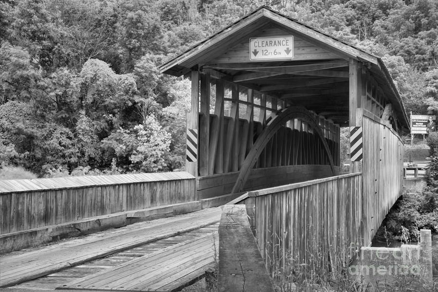 Claycomb Covered Bridge Black And White Photograph by Adam Jewell