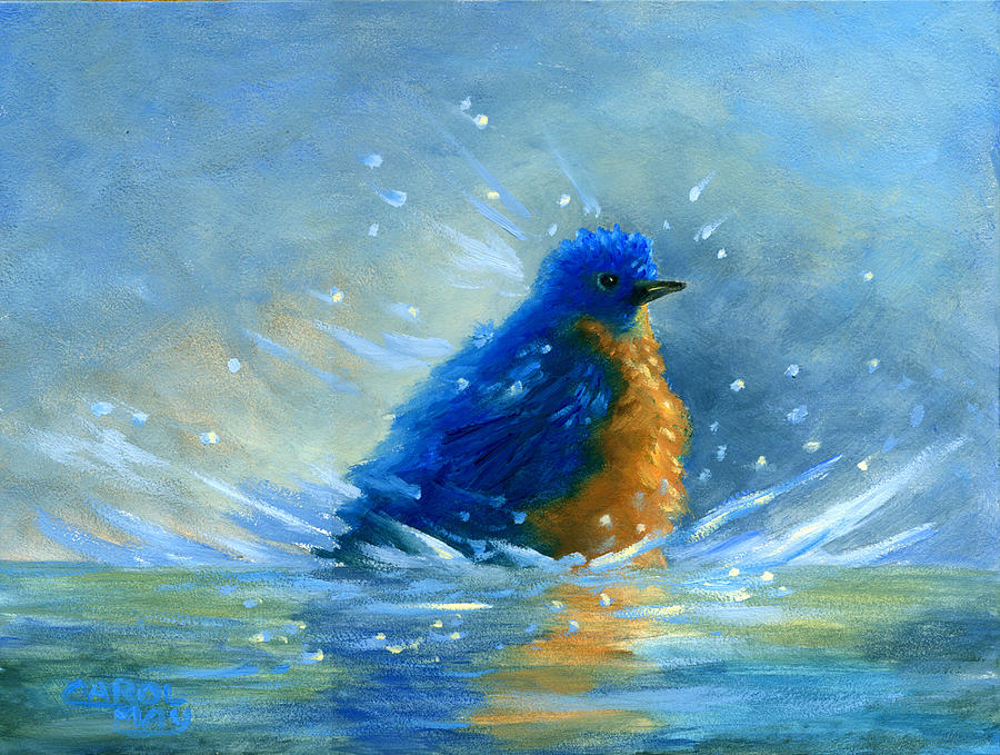 Bird Painting - Cleaning Up by Art by Carol May