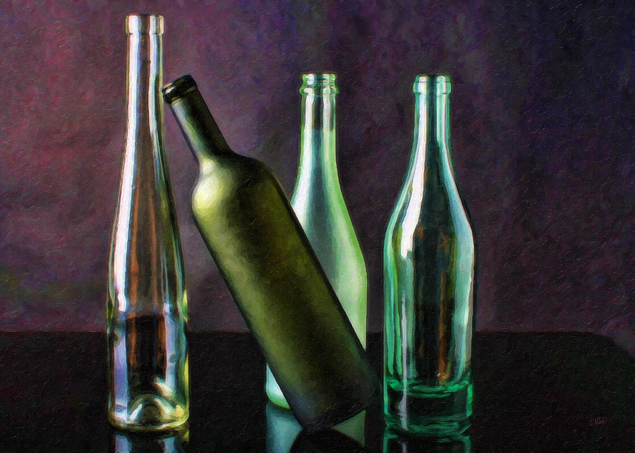 Clear and Green Bottles Painting by Dean Wittle