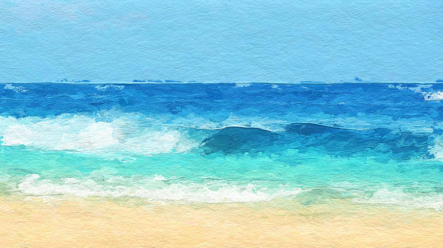 Clear blue waves Mixed Media by Anthony Fishburne