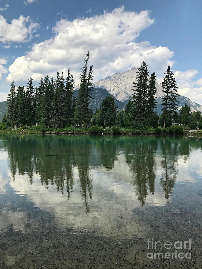 Clear Bow River Reflection with Clouds Photograph by Carol Groenen