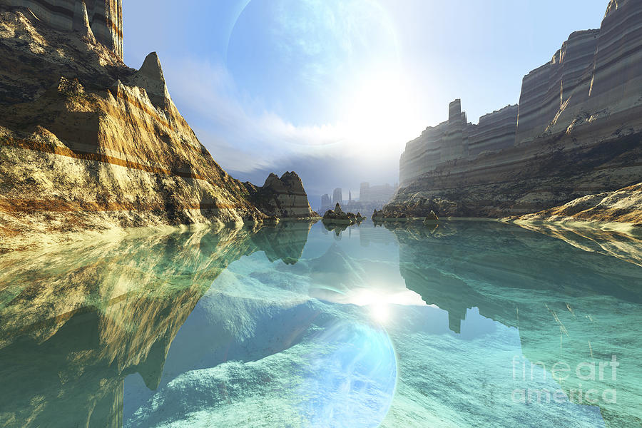 Clear Canyon River Waters Reflect Digital Art by Corey Ford