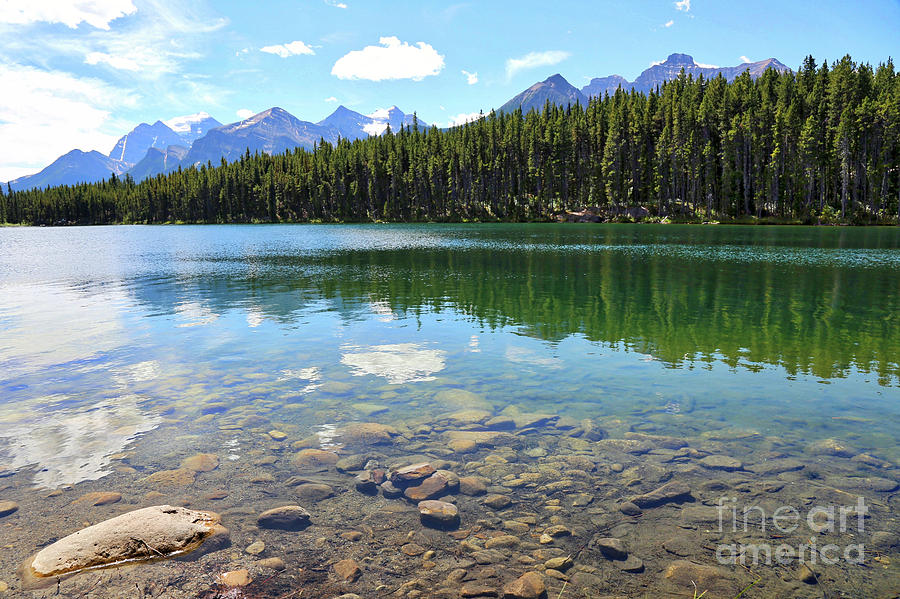 Clear Hector Lake with Mountain Range Photograph by Carol Groenen