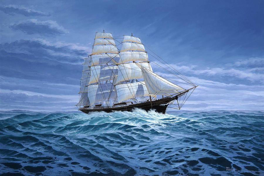 Clipper Ships Painting - Clear Skies Ahead by Del Malonee