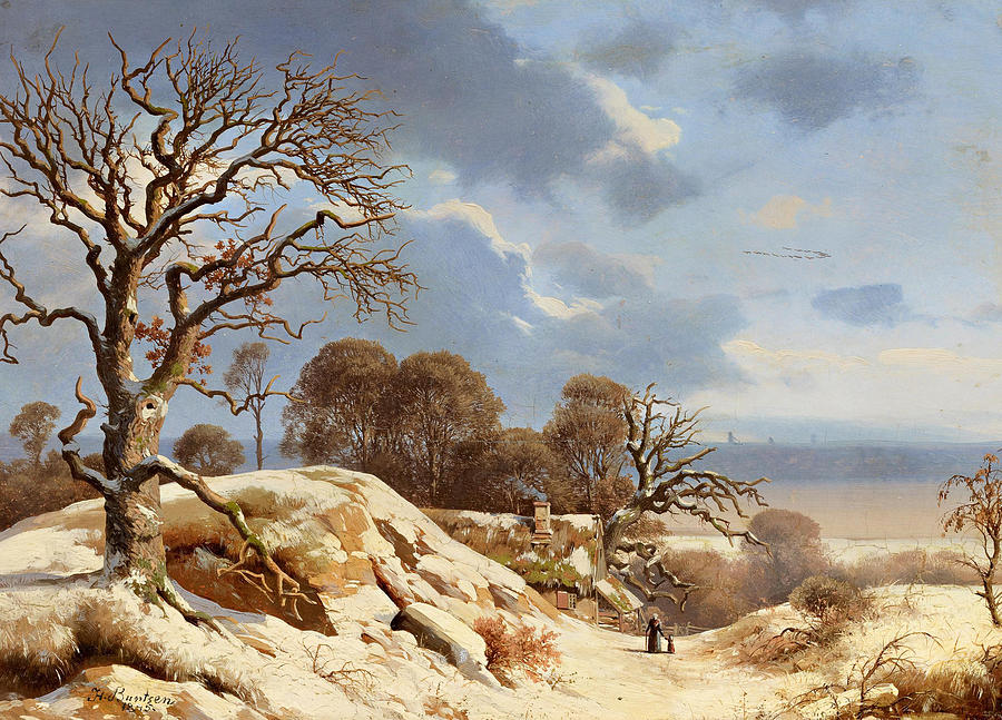 Clear Winters Day by the Baltic Sea Painting by Heinrich Buntzen