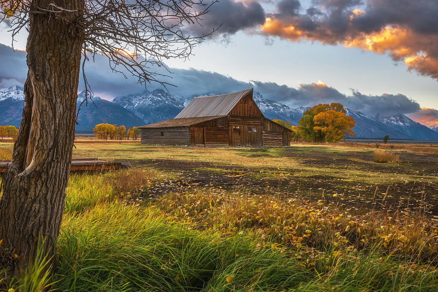 Grand Teton National Park Photograph - Clearing Storm over Moulton Barn by Darren White