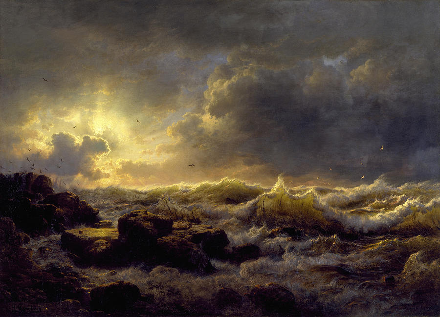 Clearing Up. Coast of Sicily Painting by Andreas Achenbach