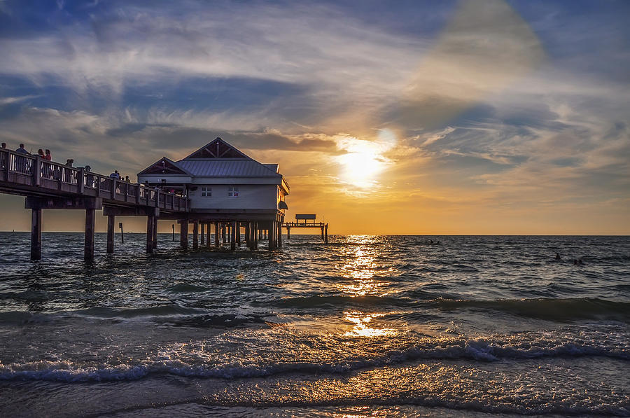 Clearwater Beach - Pier 60 Sunset Photograph by Bill Cannon
