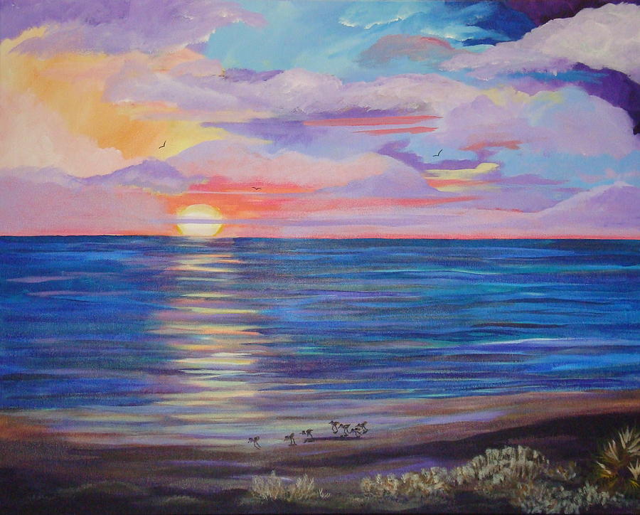 Clearwater Beach Sunset Painting by Susan Kubes
