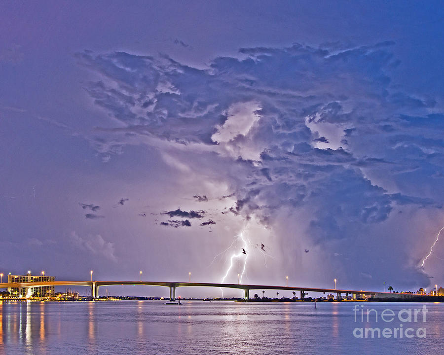 Illuminated Bridge Photograph by Stephen Whalen