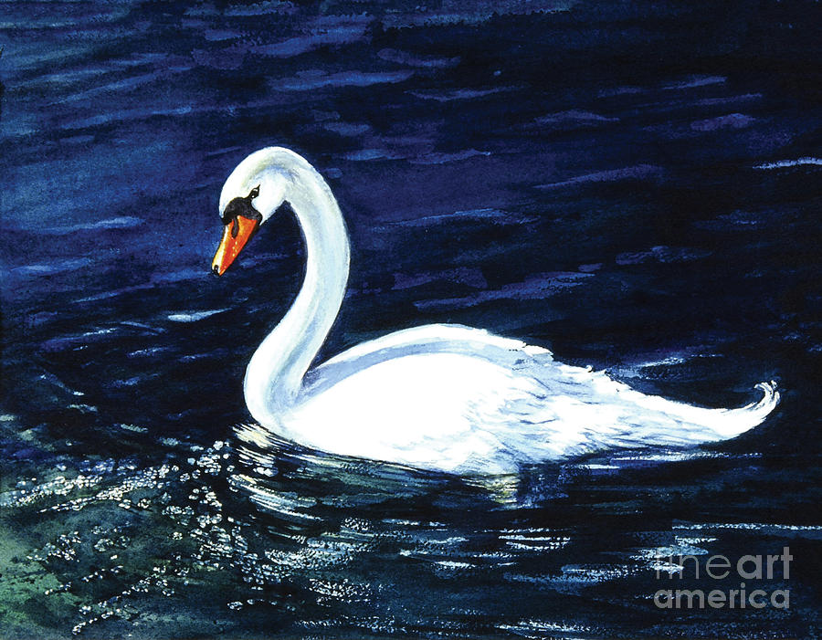 Swan Painting - Clearwater Swan by Sher Sester Ferguson