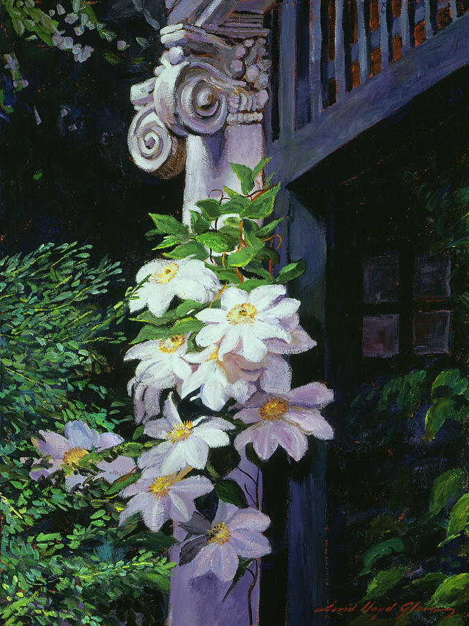 Clematis Blossoms Painting by David Lloyd Glover